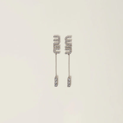 Pendant earrings with crystals