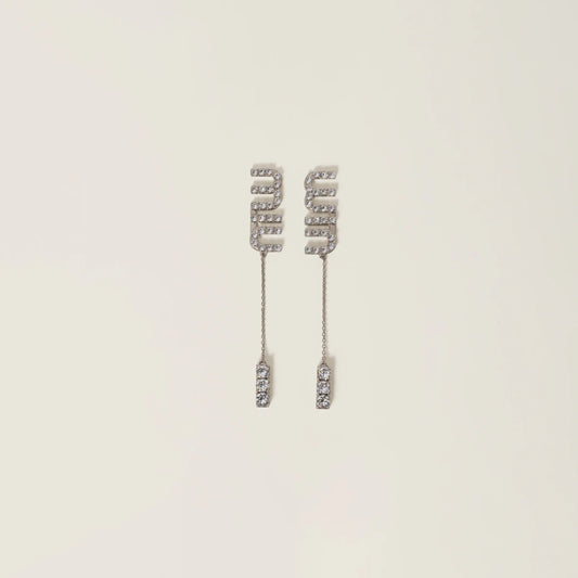 Pendant earrings with crystals