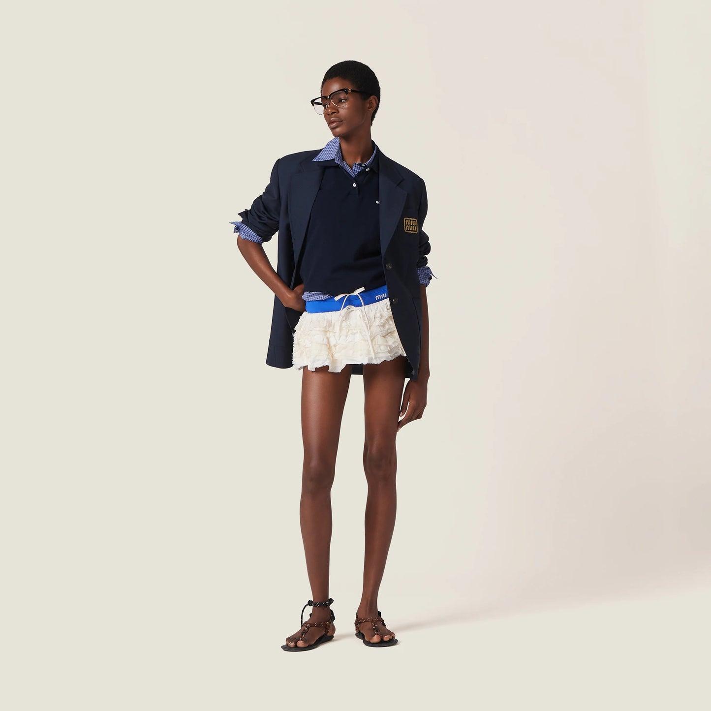 Slubbed canvas miniskirt