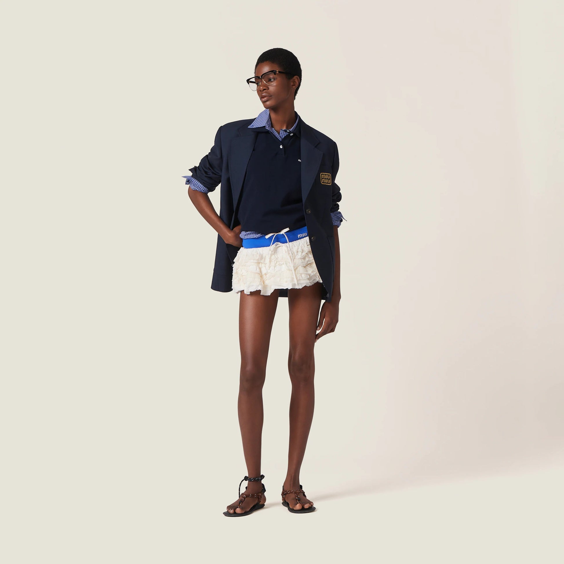Slubbed canvas miniskirt