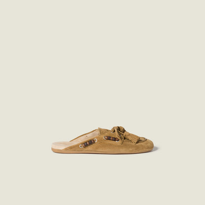Suede Deck mules