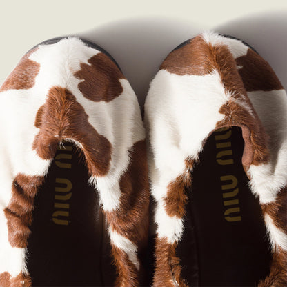 Ruches printed leather ballerinas