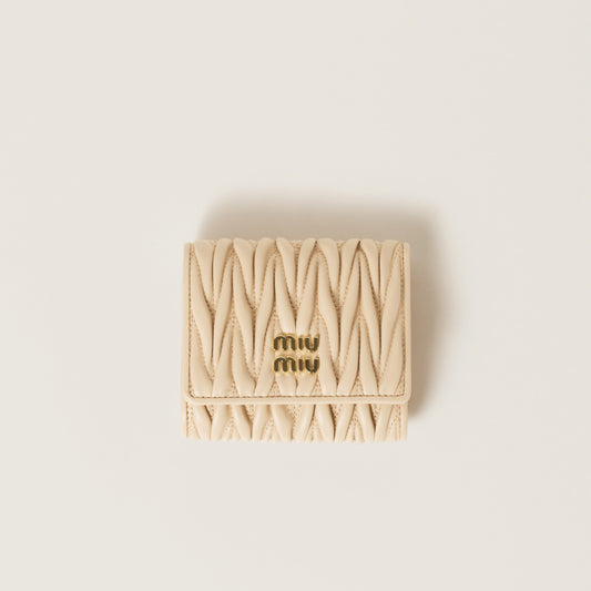 Small matelassé nappa leather wallet