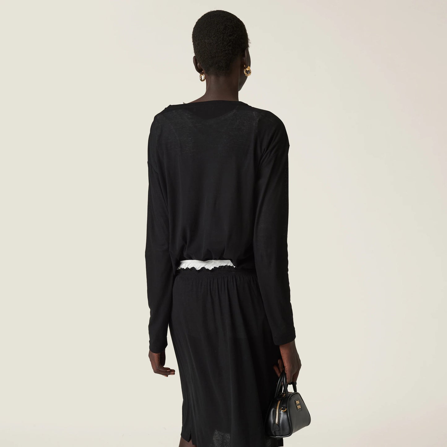 Long-sleeved ribbed jersey T-shirt