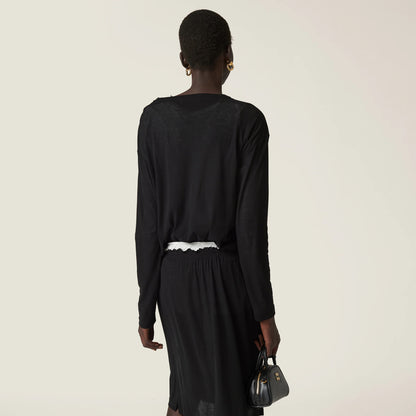 Long-sleeved ribbed jersey T-shirt