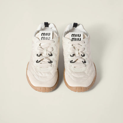 Tyre technical fabric and suede sneakers