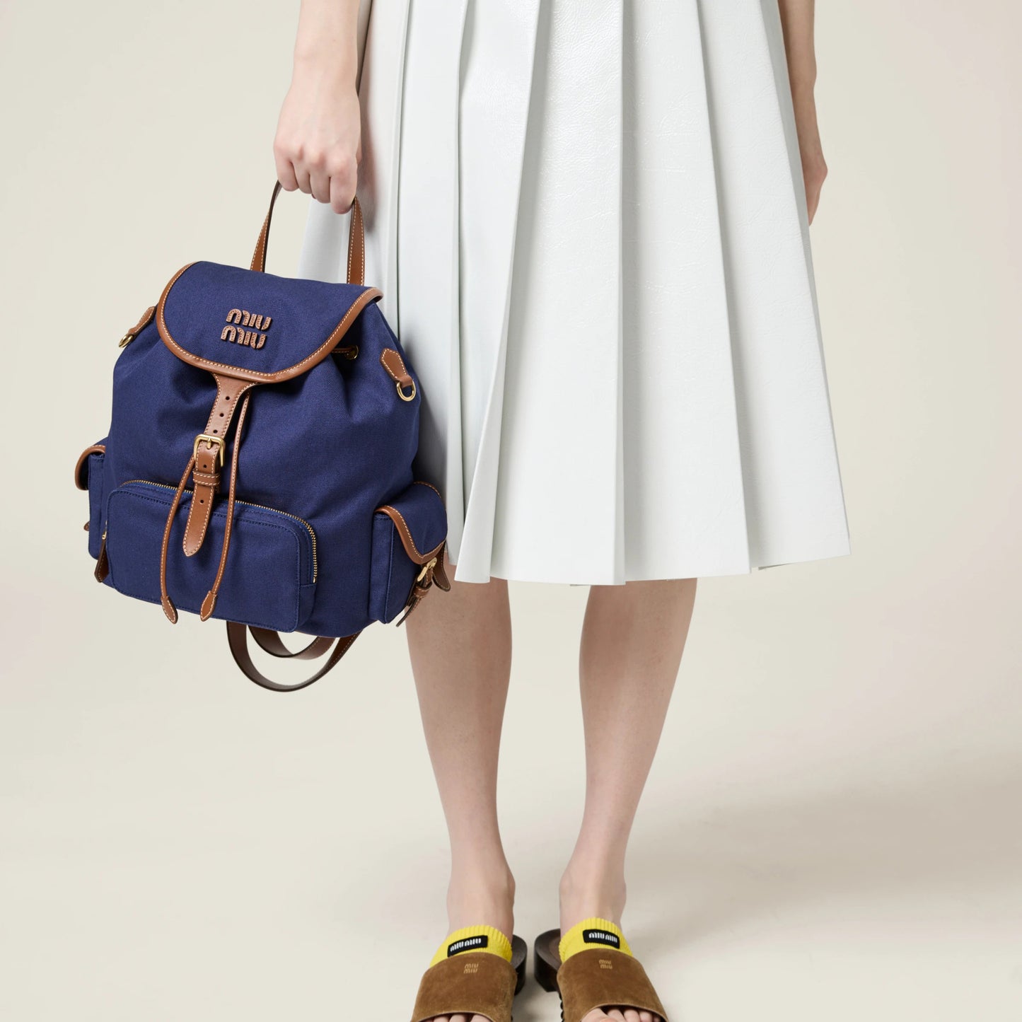 Canvas and leather backpack