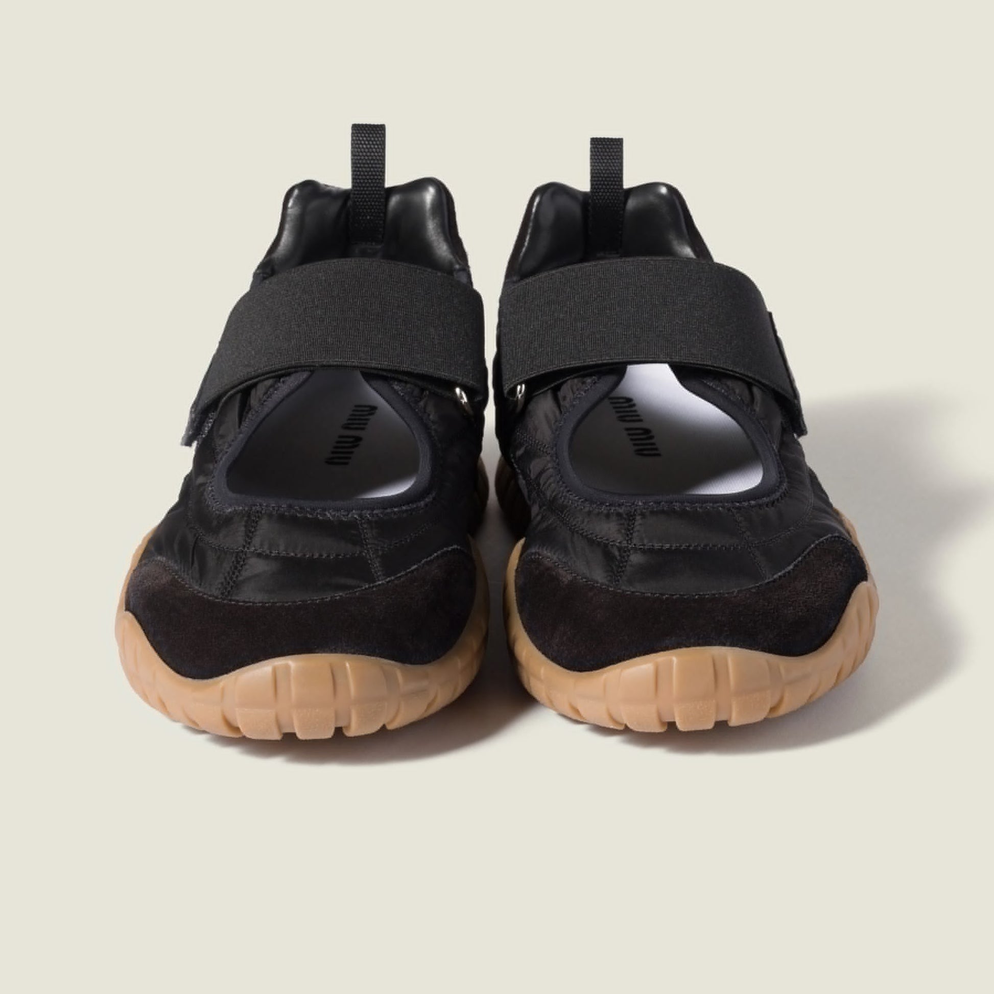 Tyre technical fabric and suede ballerinas