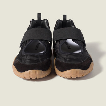 Tyre technical fabric and suede ballerinas