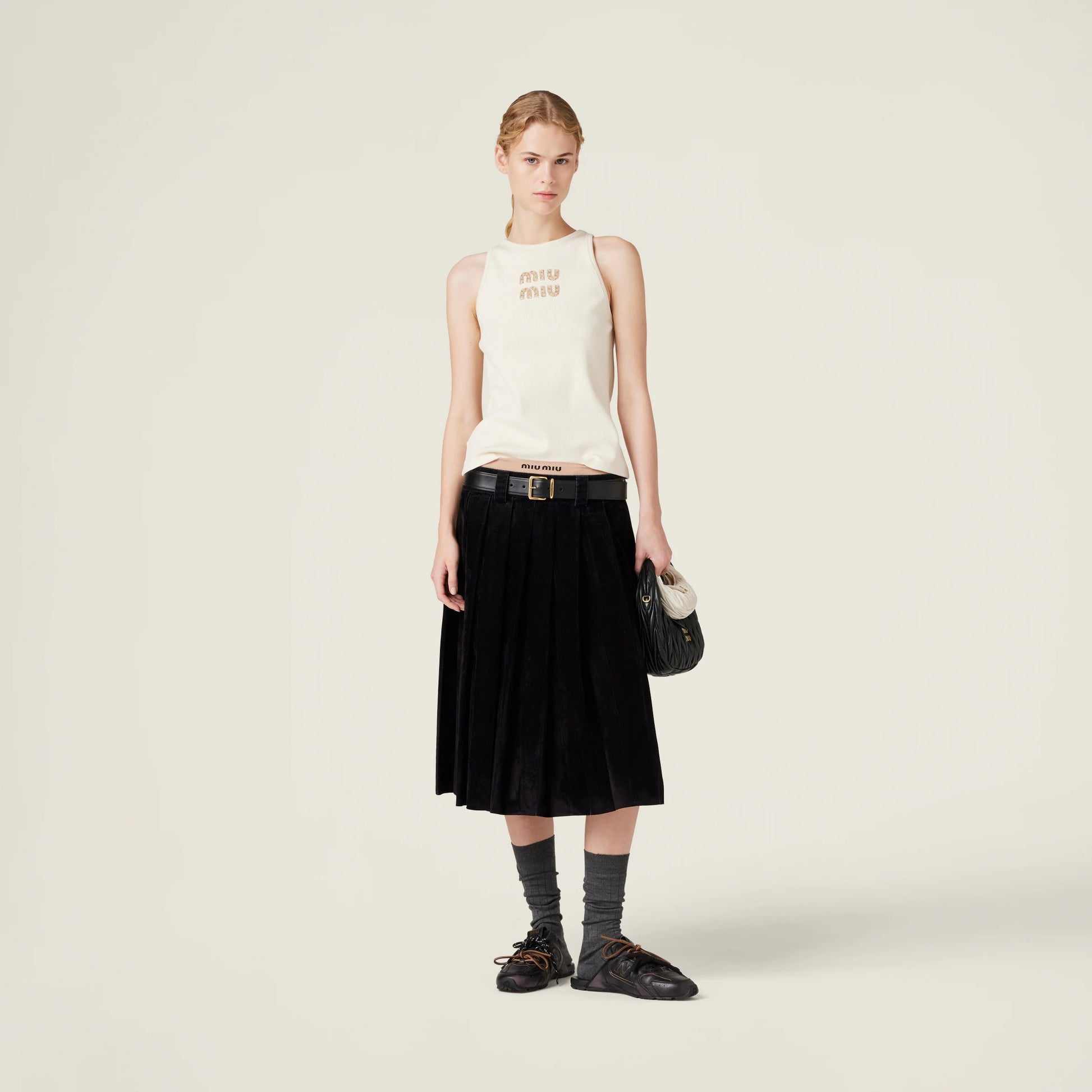Ribbed jersey top with embroidered logo