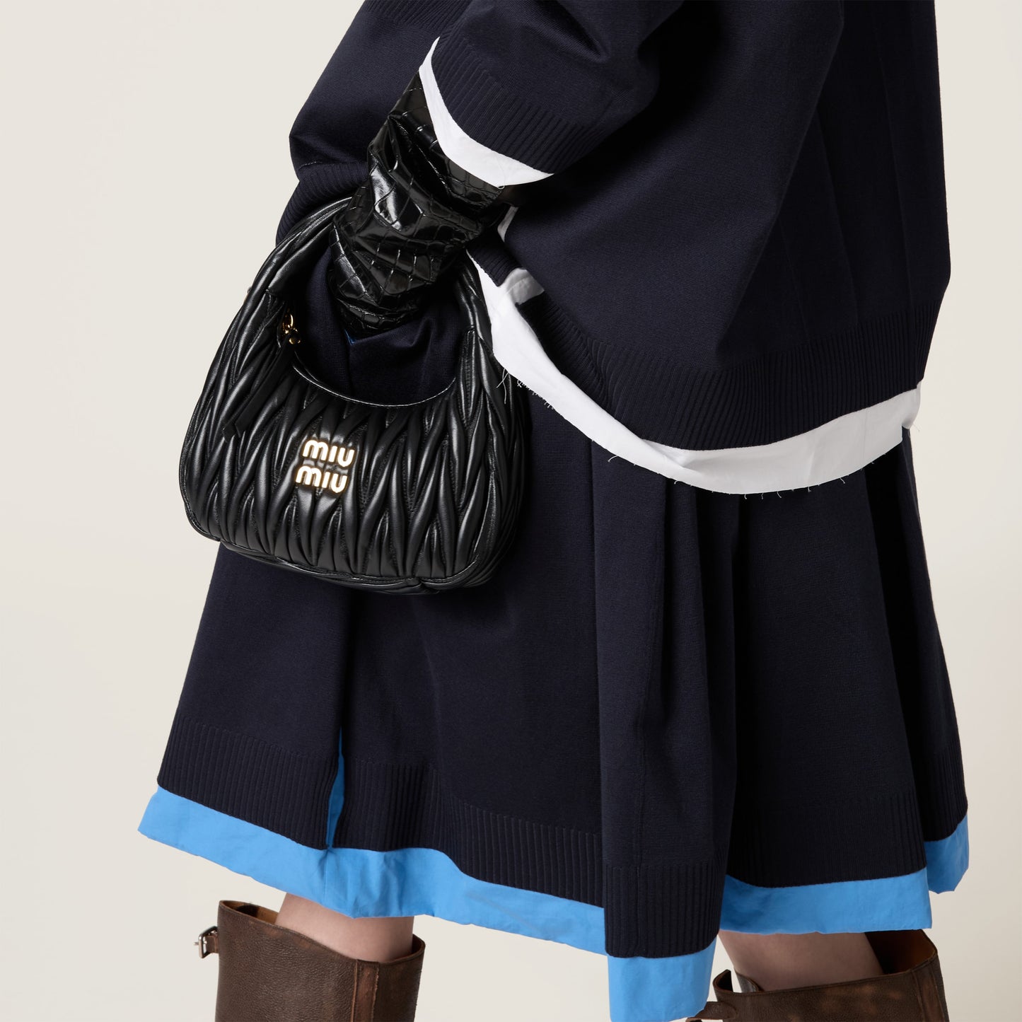 Wander matelassé nappa leather hobo bag