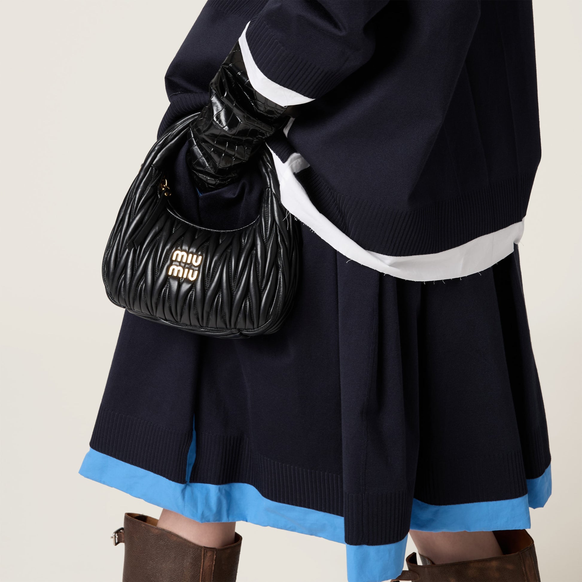 Wander matelassé nappa leather hobo bag