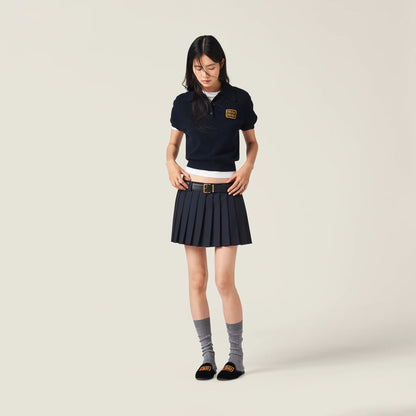 Pleated batavia miniskirt