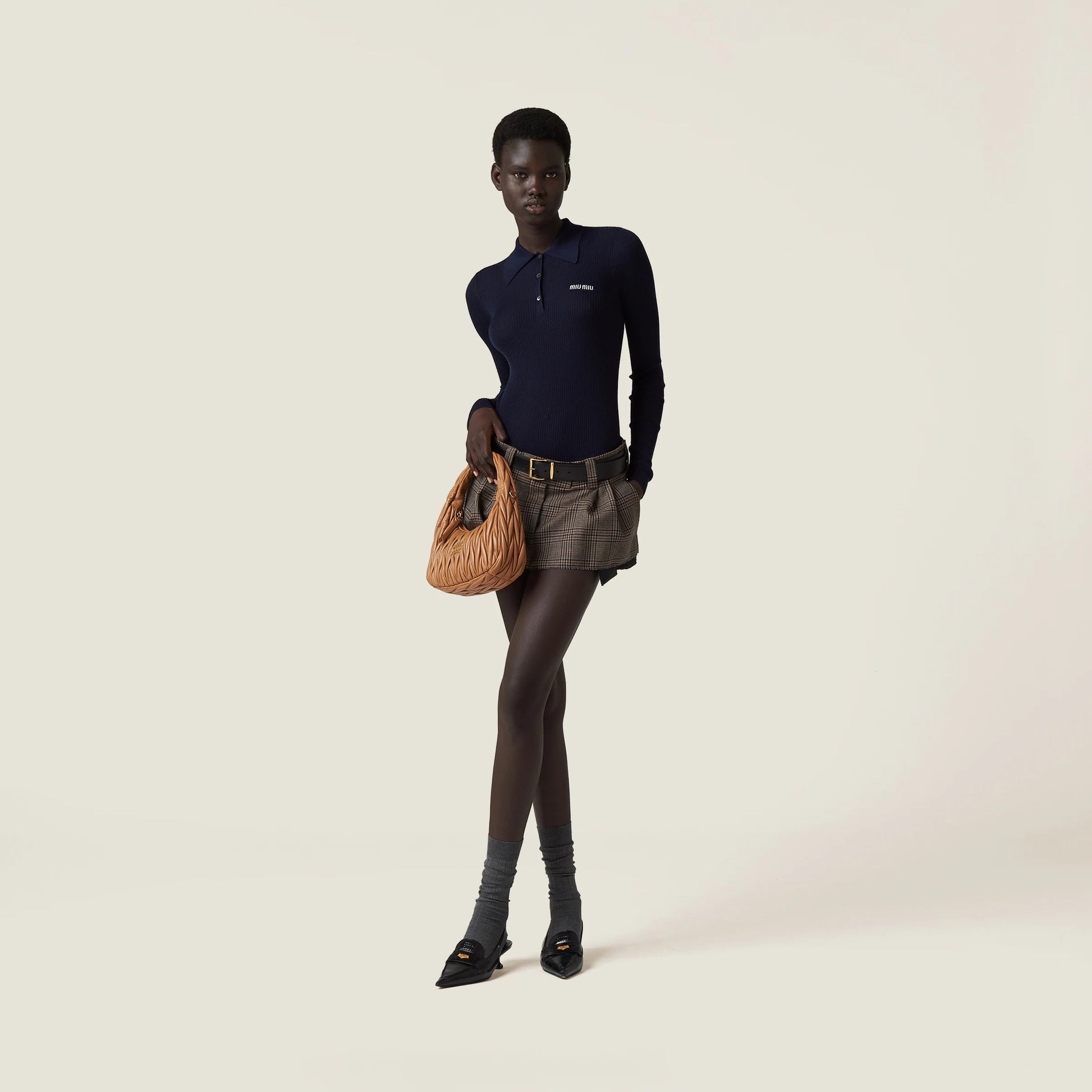 Cashmere and silk knit polo shirt