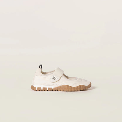 Tyre technical fabric and suede ballerinas