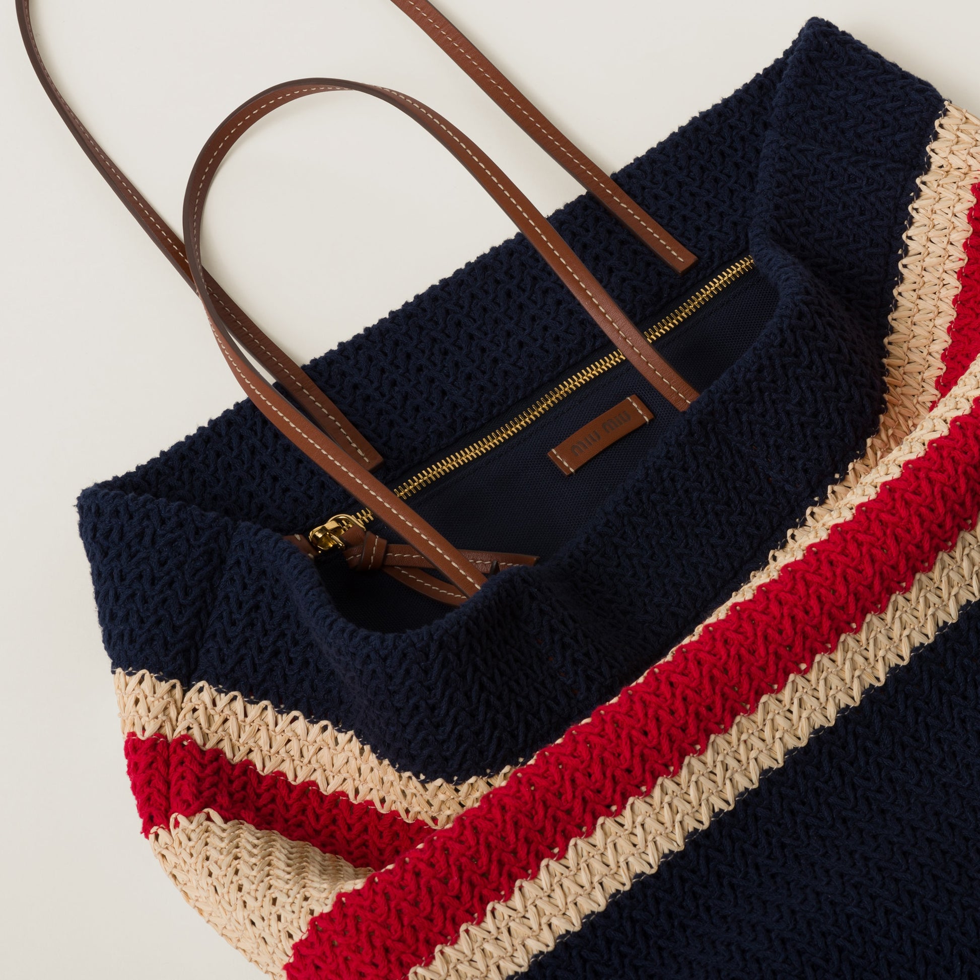 Raffia-effect woven tote bag