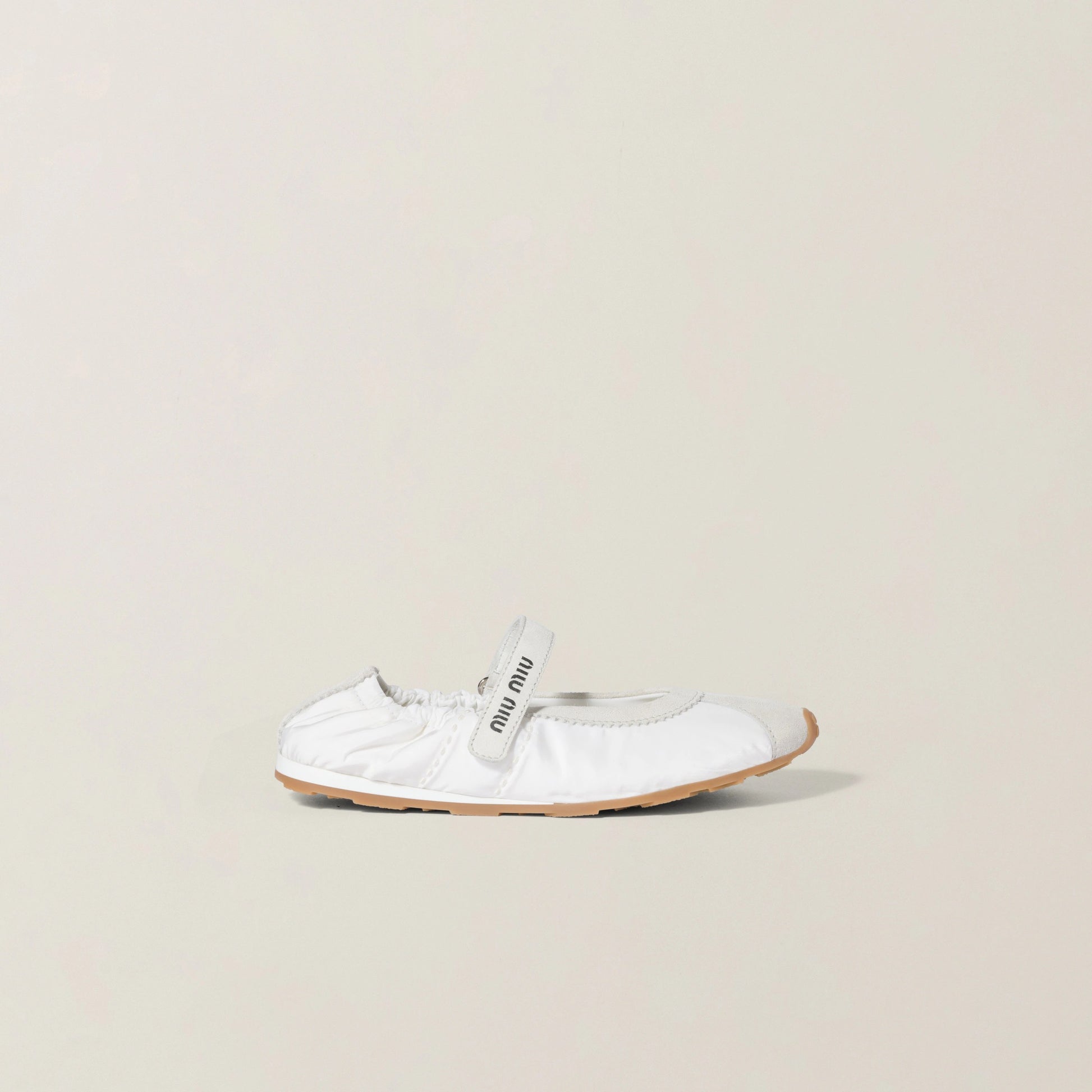 Plume technical fabric and suede ballerinas