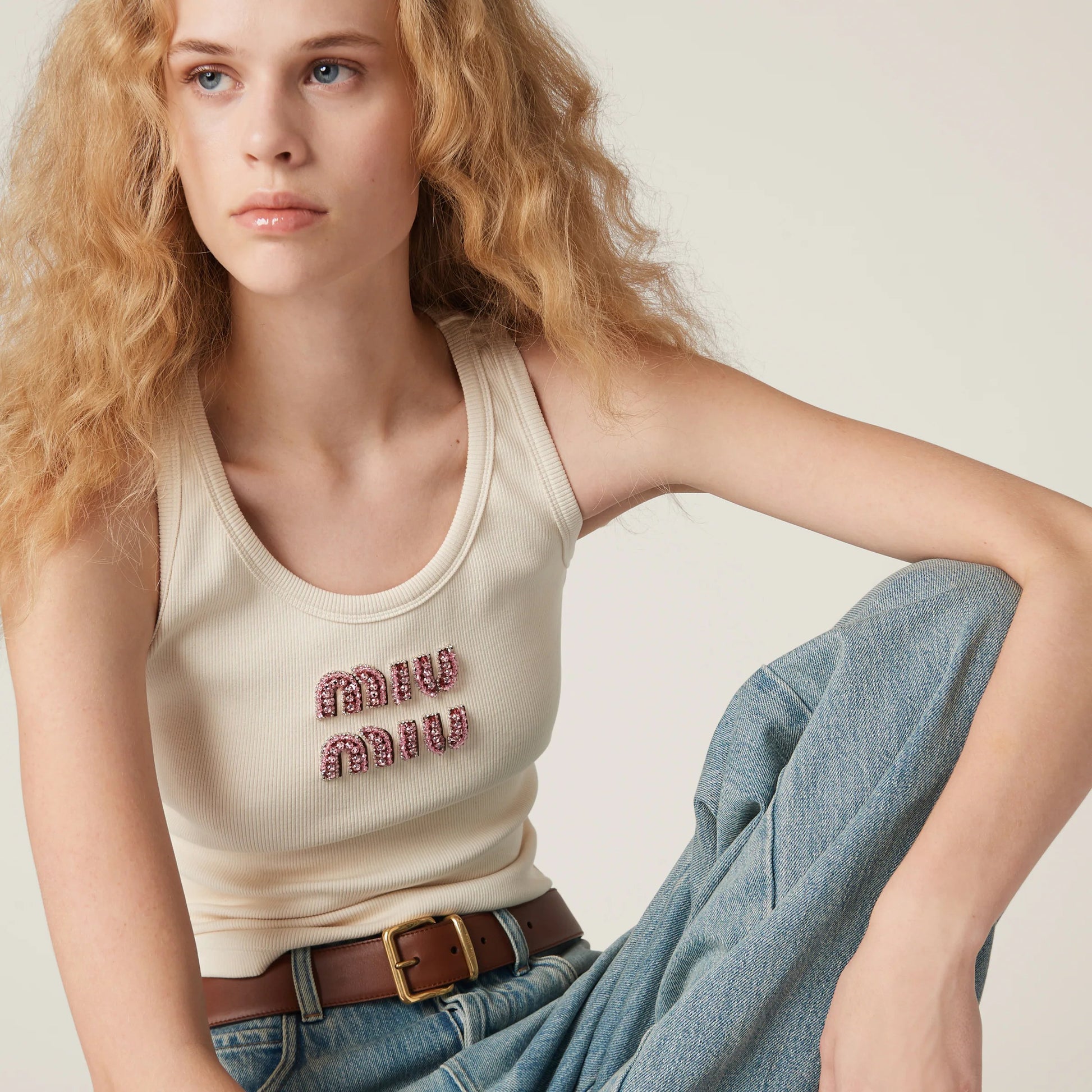Ribbed jersey top