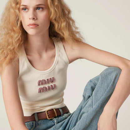 Ribbed jersey top