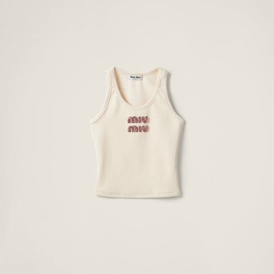 Ribbed jersey top