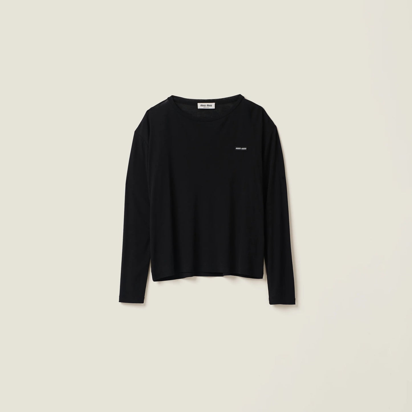 Long-sleeved ribbed jersey T-shirt