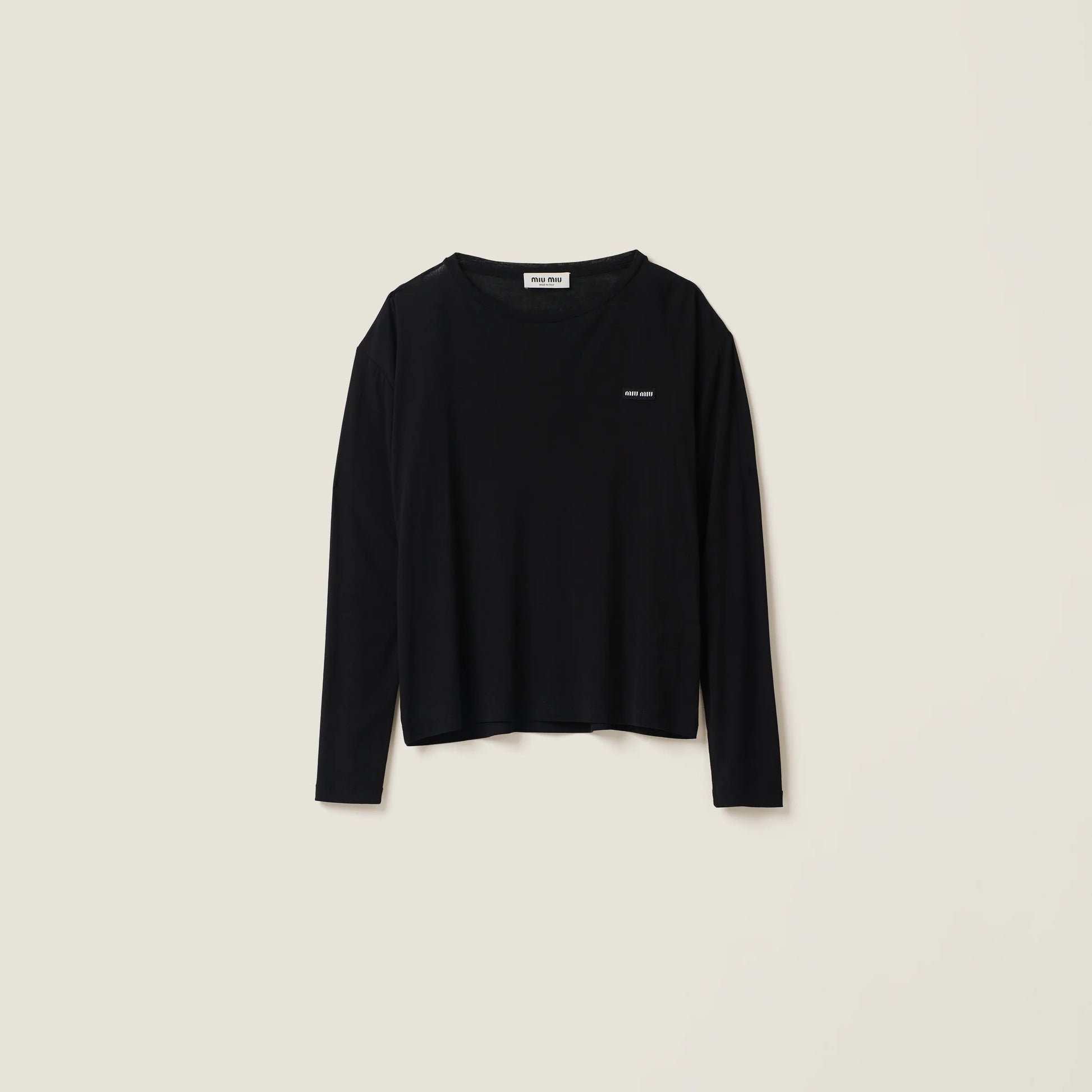 Long-sleeved ribbed jersey T-shirt