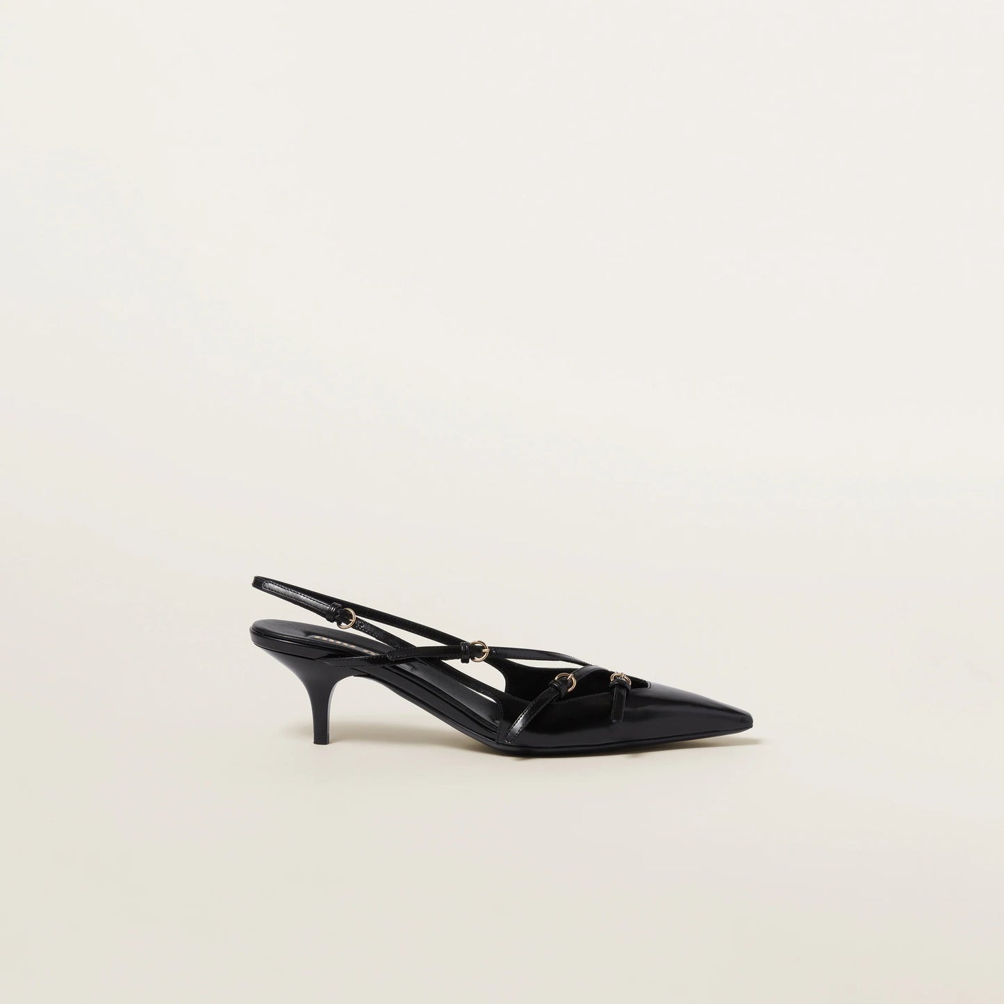 Brushed leather slingbacks with buckles