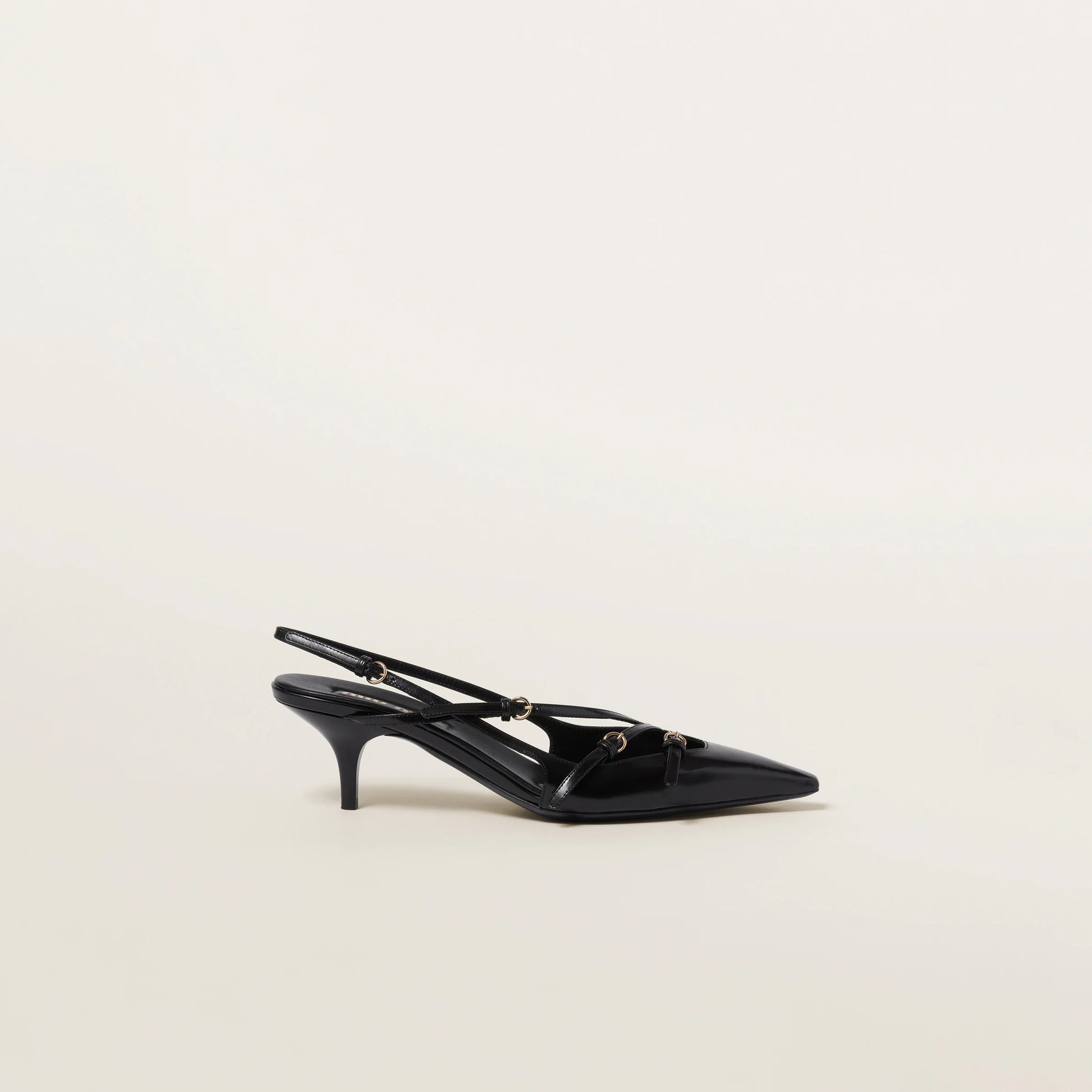 Brushed leather slingbacks with buckles