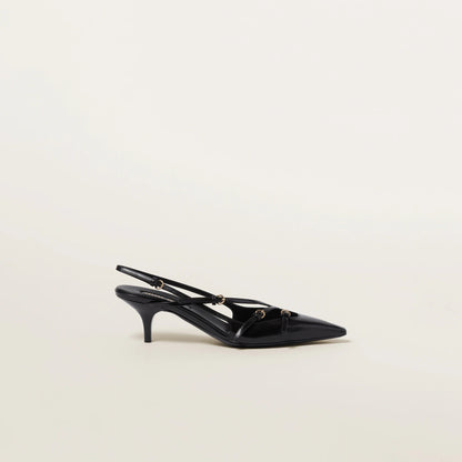 Brushed leather slingbacks with buckles
