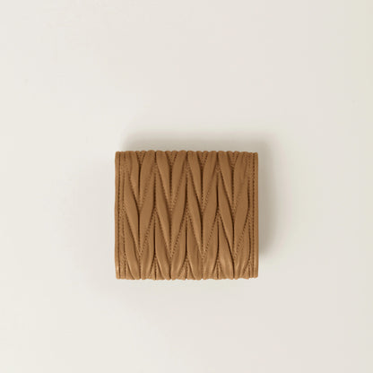 Small matelassé nappa leather wallet