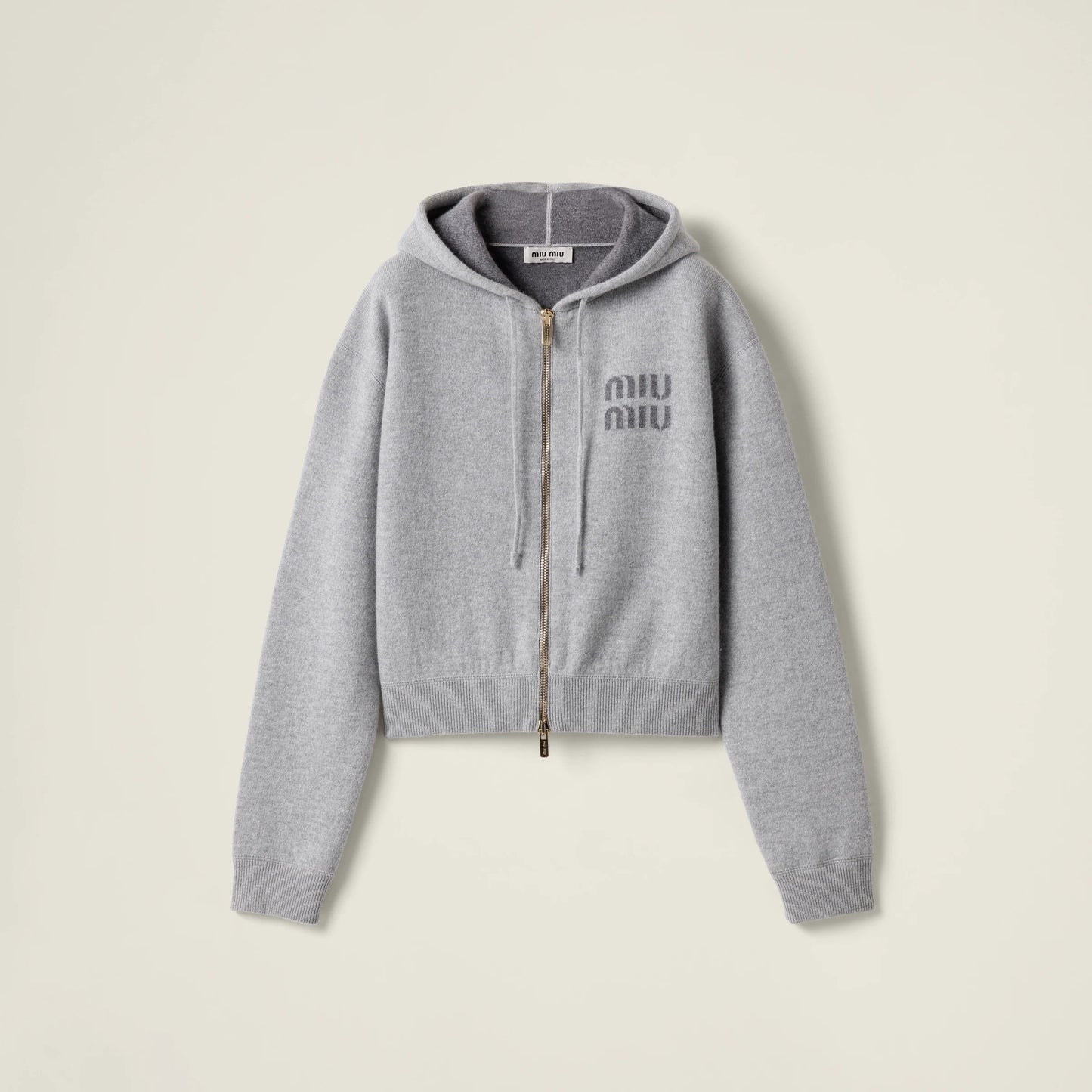 Double cashmere zipper hoodie cardigan
