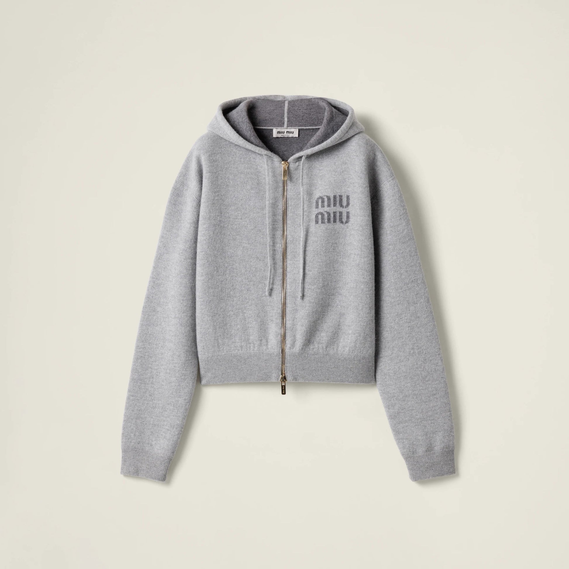 Double cashmere zipper hoodie cardigan