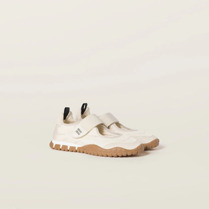 Tyre technical fabric and suede ballerinas