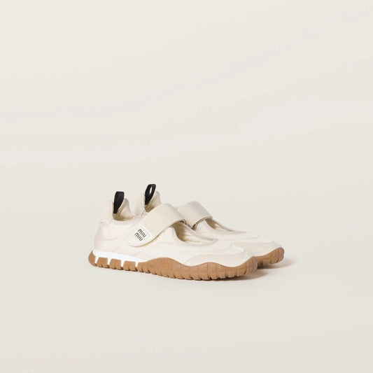 Tyre technical fabric and suede ballerinas