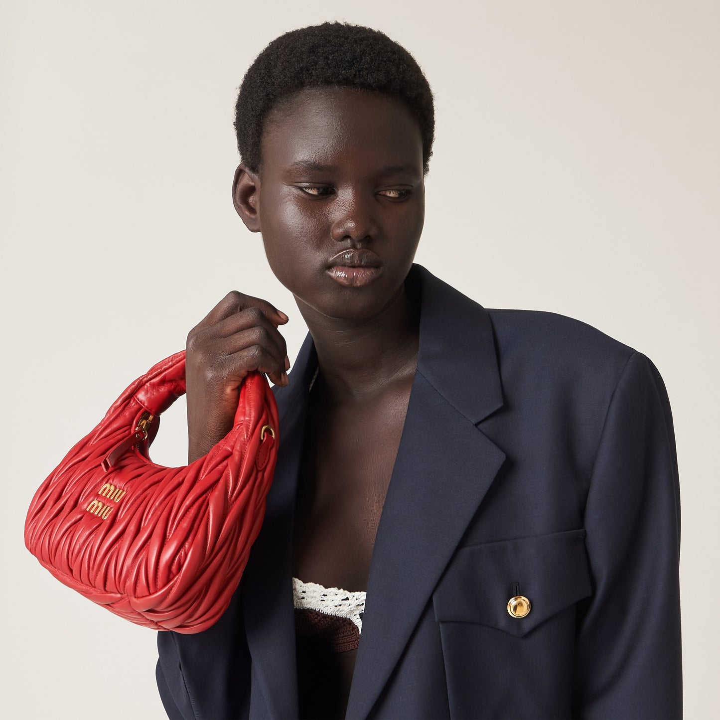 Wander matelassé nappa leather hobo bag