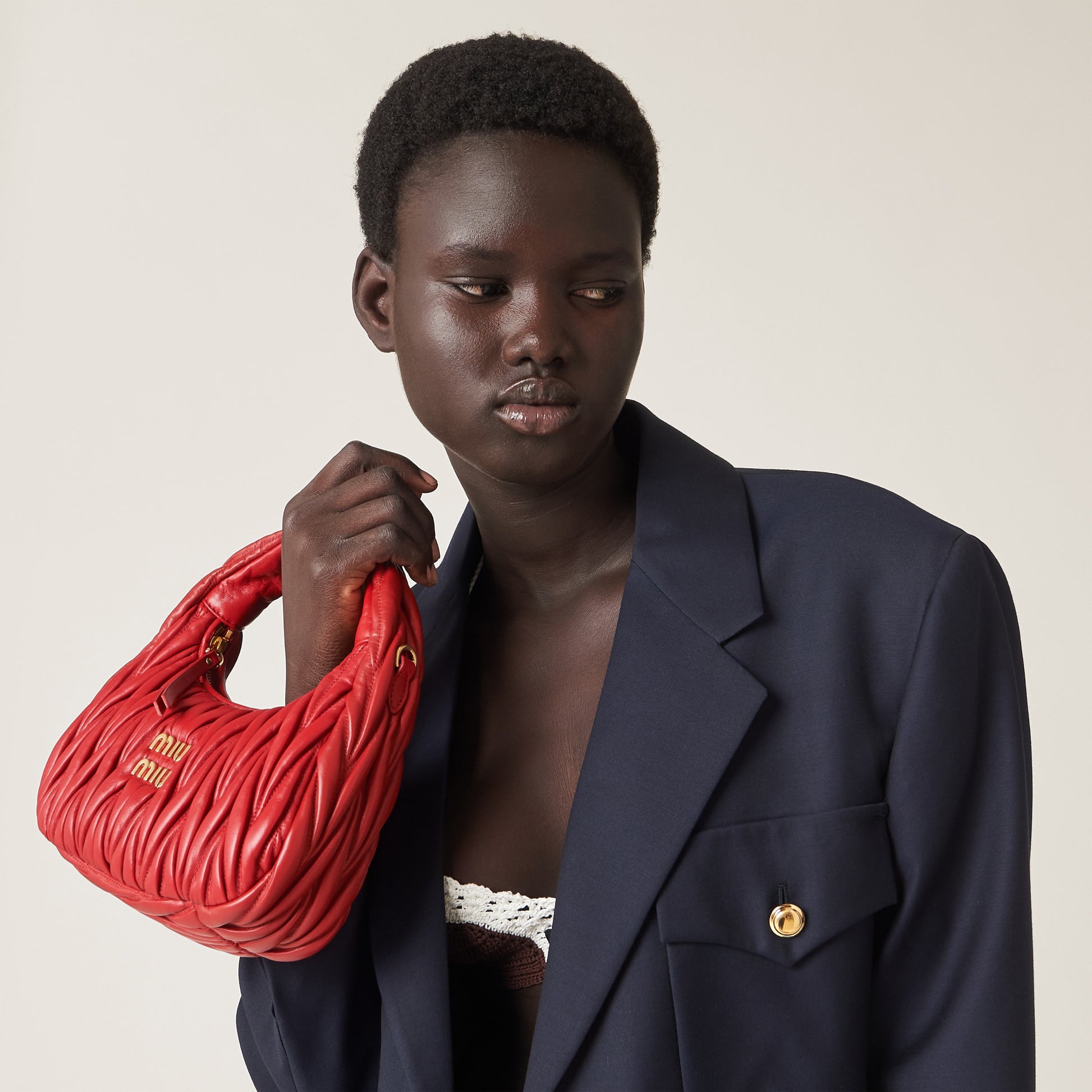 Wander matelassé nappa leather hobo bag