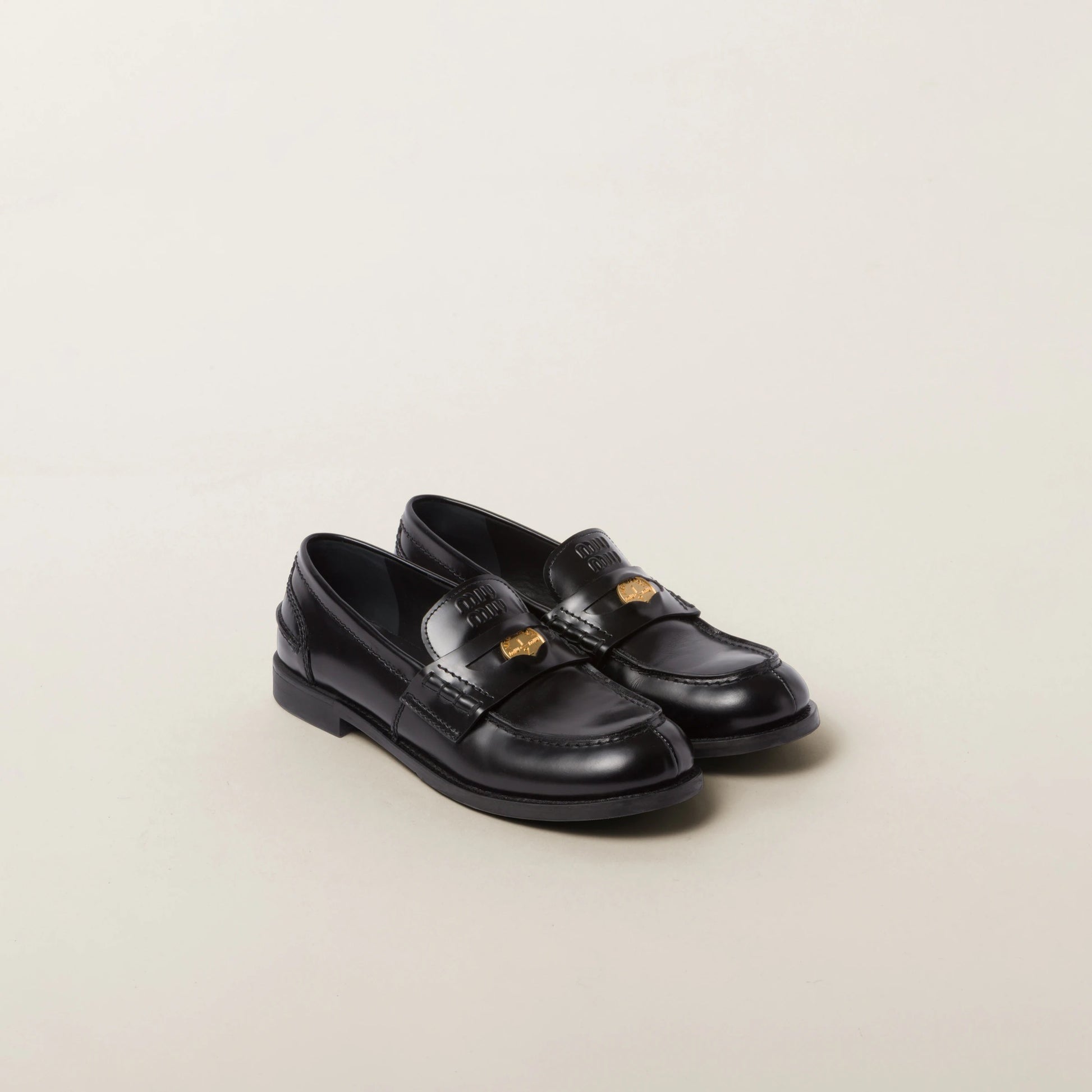 Brushed leather penny loafers