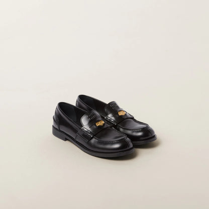 Brushed leather penny loafers
