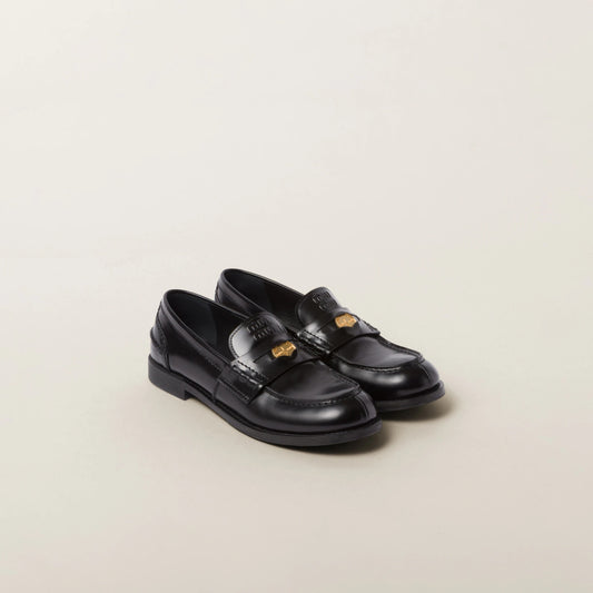 Brushed leather penny loafers