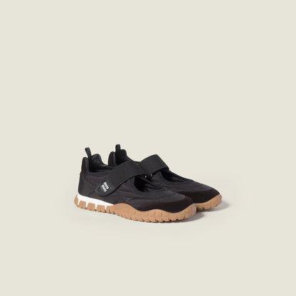 Tyre technical fabric and suede ballerinas