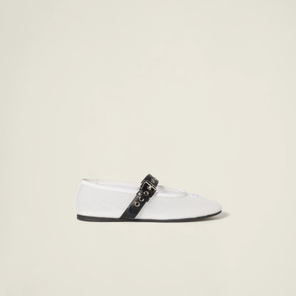 Mesh fabric ballerinas