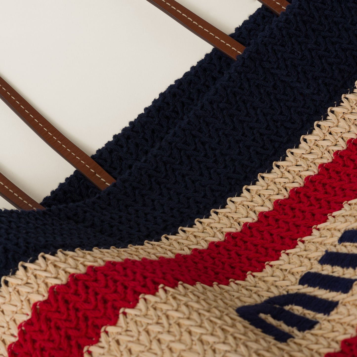 Raffia-effect woven tote bag
