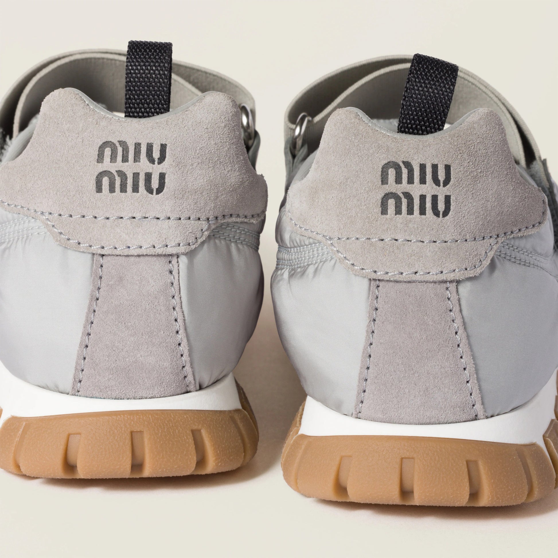Tyre technical fabric and suede ballerinas