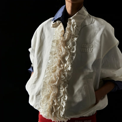 Washed slubbed canvas blouson jacket