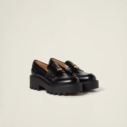 Brushed leather loafers