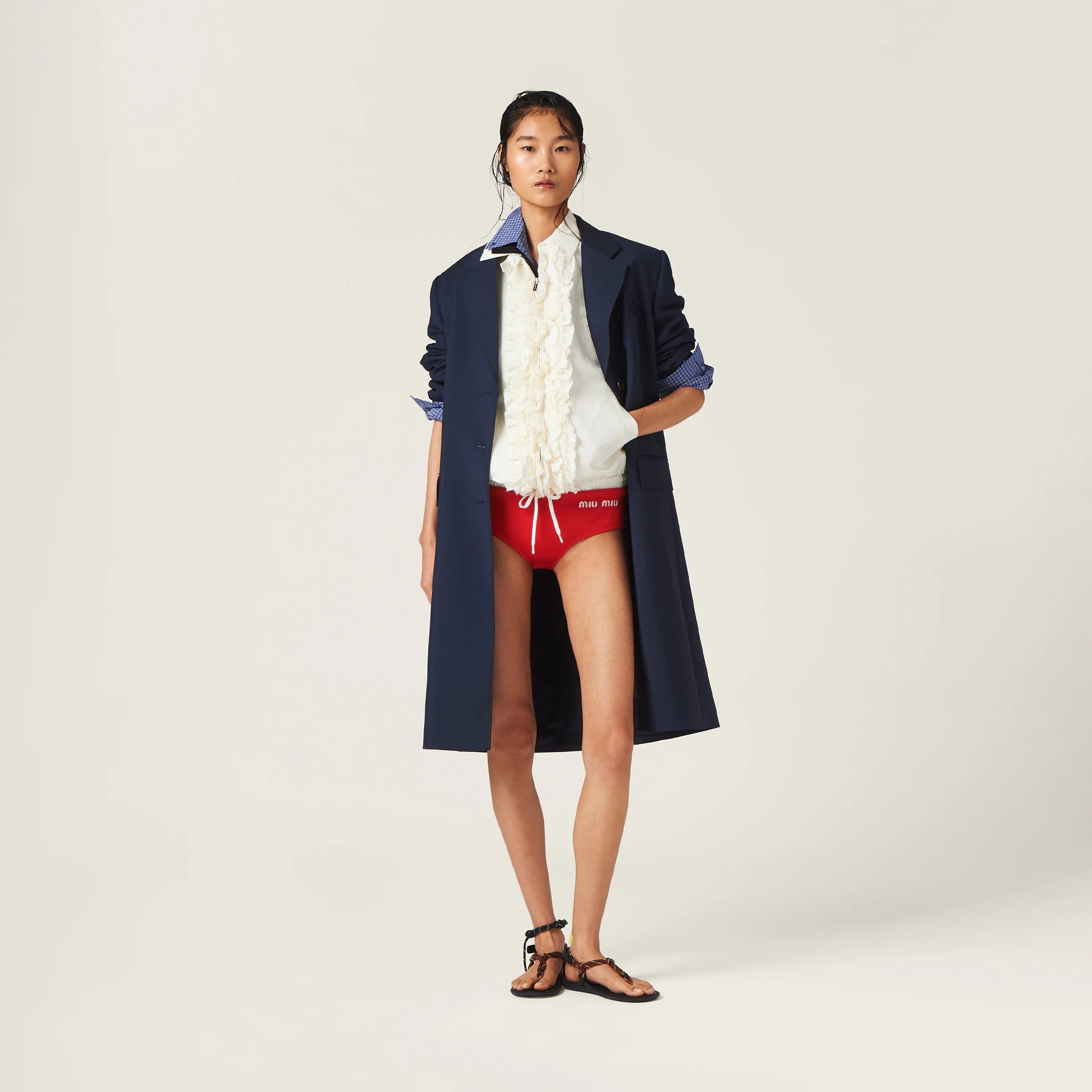 Washed slubbed canvas blouson jacket