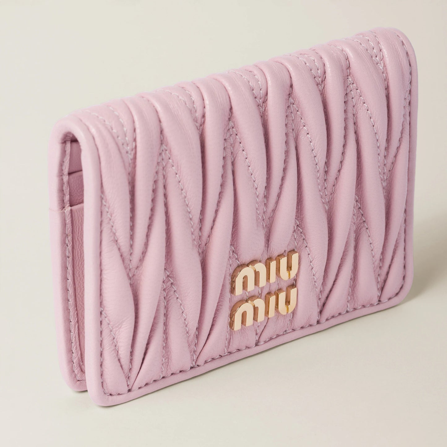 Matelassé nappa leather card holder