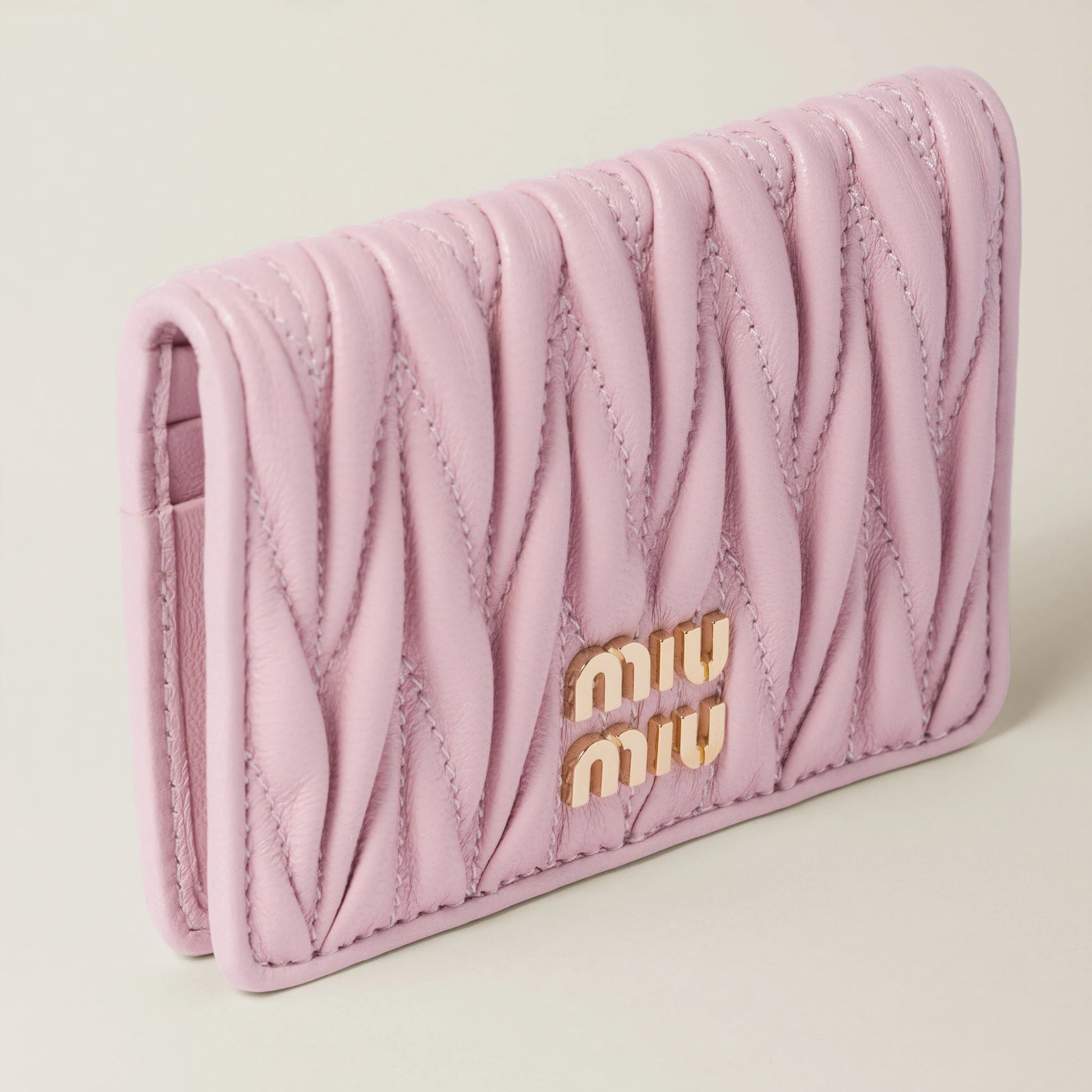 Matelassé nappa leather card holder