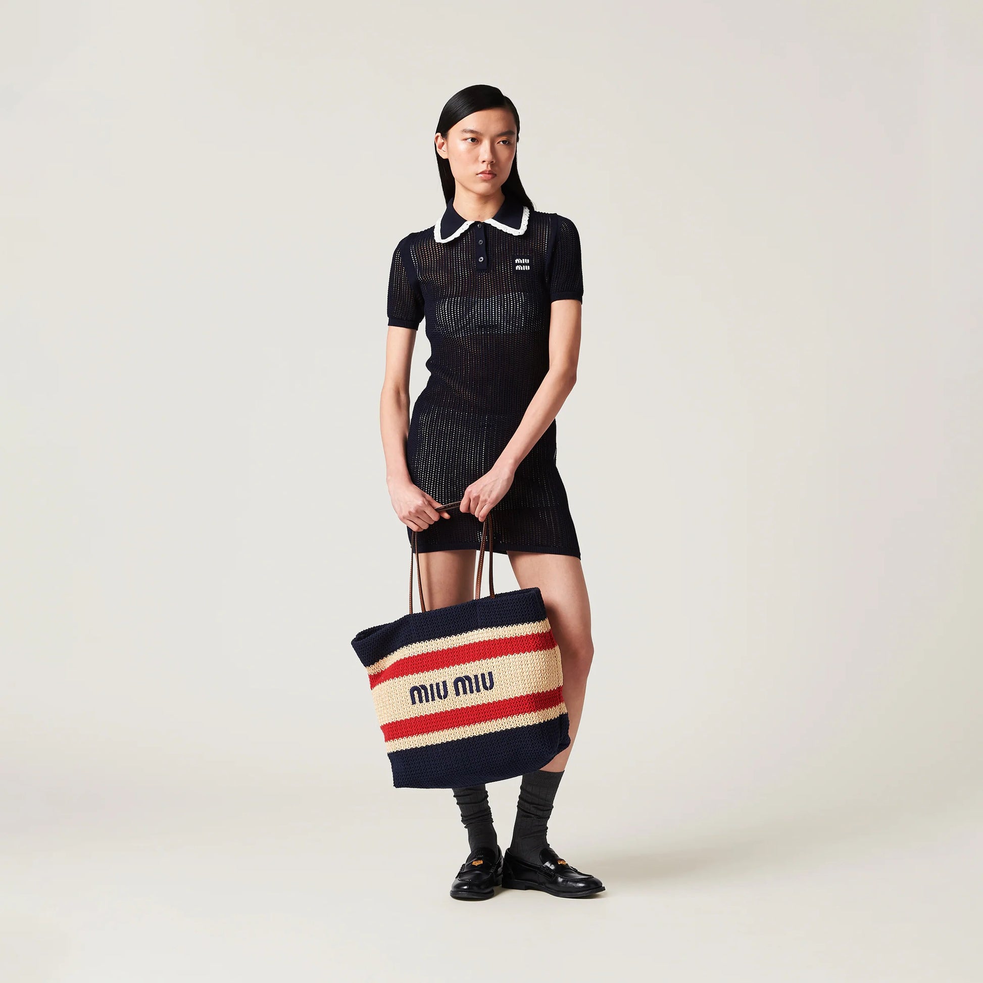 Raffia-effect woven tote bag