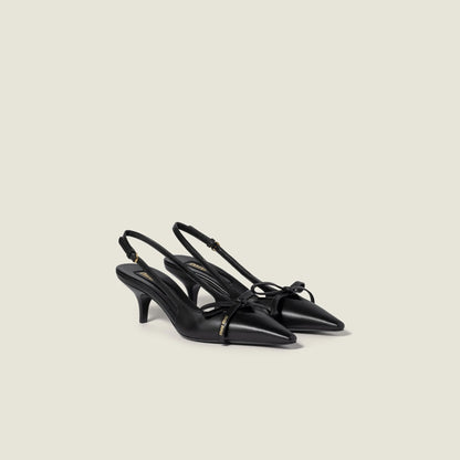 Leather slingback pumps with bow
